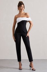 Black Twisted Bardot Tailored Jumpsuit